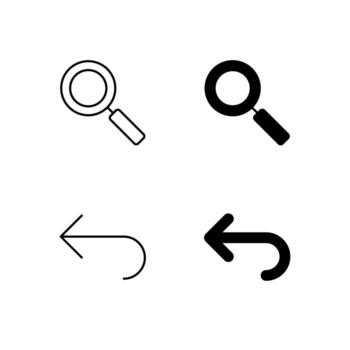 web tablero buscar y espalda íconos en mezclado línea y sólido vector