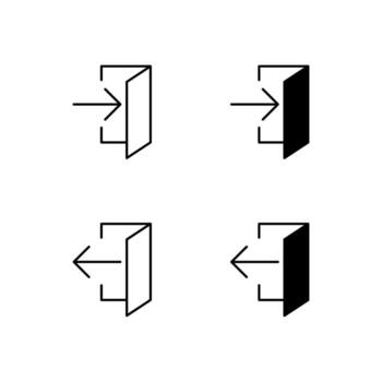 User Interface Login and Logout Icons in Glyph and Line Variation vector