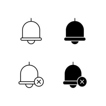 User Interface Bell and Bell Off Icons in Glyph and Line Variation vector