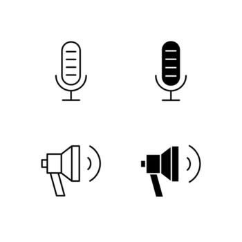 Web Dashboard Microphone and Speaker Icons in Mixed Line and Solid vector