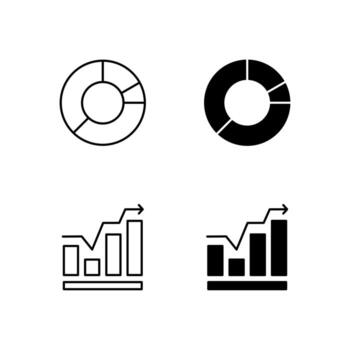 Web Dashboard Chart Pie and Graph Icons in Mixed Line and Solid vector