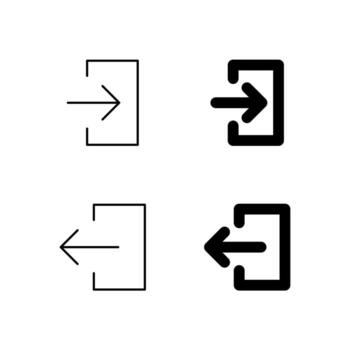 iniciar sesión y cerrar sesión icono colección en línea y sólido estilo vector