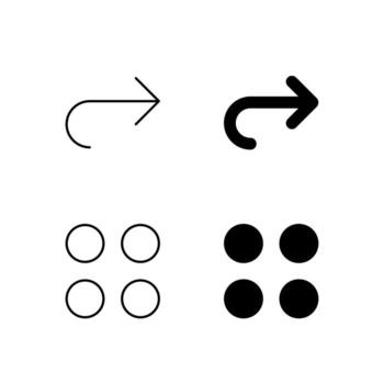 Mobile Application Forward and Menu Line and Solid Icons vector