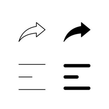 Forward and Menu Icon Collection in Line and Solid Style vector