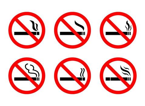 set of no smoking signs with different styles vector