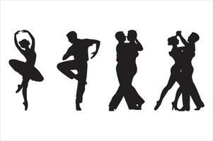 Diverse dance silhouettes showcase ballet ballroom and contemporary movement styles vector