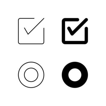 Checkbox and Radio Button Icon Collection in Line and Solid Style vector