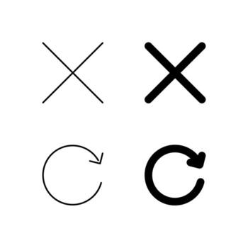 web tablero cerca y actualizar íconos en mezclado línea y sólido vector