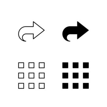 User Interface Forward and Menu Icons in Glyph and Line Variation vector