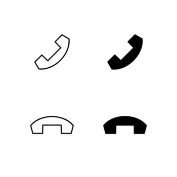 User Interface Phone and Call End Icons in Glyph and Line Variation vector