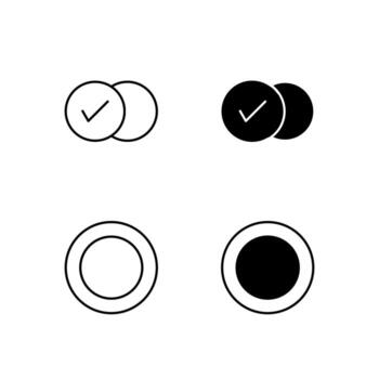 digital plataforma caja y radio botón glifo y línea icono paquete vector