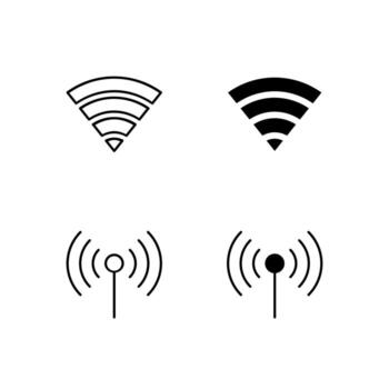 User Interface Wi-Fi and Signal Icons in Glyph and Line Variation vector