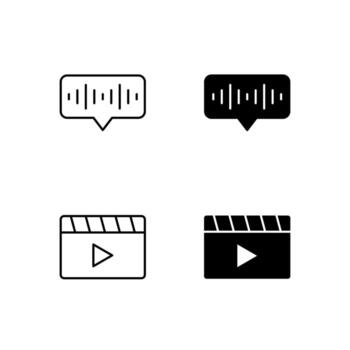 User Interface Voice and Media Icons in Glyph and Line Variation vector