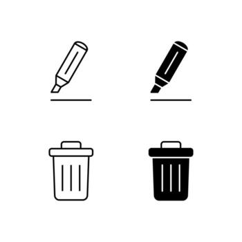 digital plataforma Eliminar y realce glifo y línea icono paquete vector