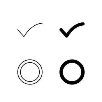 User Interface Checkbox and Radio Button Icons in Glyph and Line Variation vector