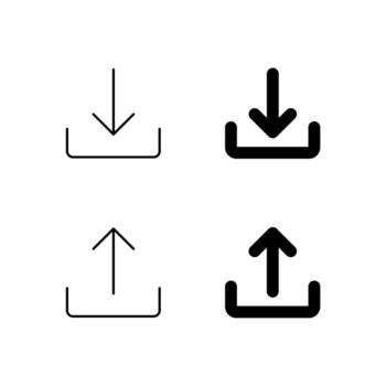 bandeja de entrada y bandeja de salida icono colección en línea y sólido estilo vector