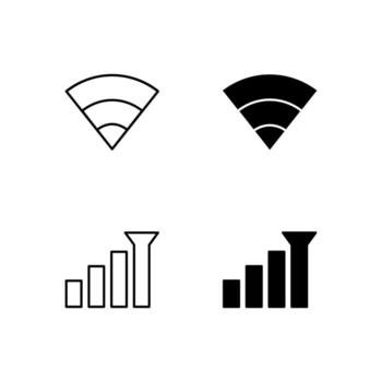 Digital Platform Wi-Fi and Signal Glyph and Line Icon Pack vector