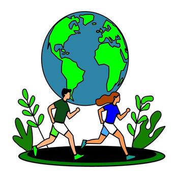 Racing for Air Concept with Earth and Runners vector