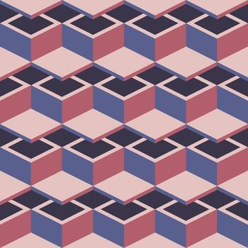 Abstract Geometric Isometric Cube Arrangement Pattern Design, Seamless Background vector