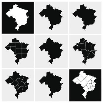 detallado negro y blanco mapas de un región demostración subdivisiones, ideal para investigación, datos visualización, y geográfico análisis vector