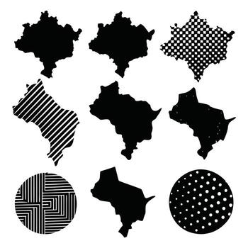 elegante negro y blanco mapa diseños de Kosovo resumen geométrico patrones y sólido formas para impresión y digital utilizar vector