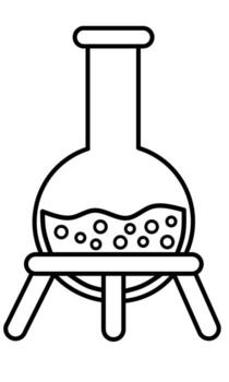 Laboratory Flask Icon with Bubbling Liquid on a Stand vector