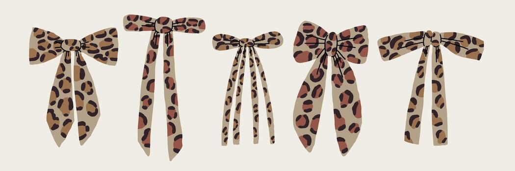 Leopard Bow Pattern Print Set vector