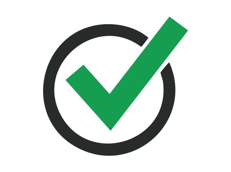 Green check mark in a circle vector