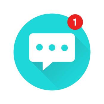 Message notification circular icon with shadow illustration vector