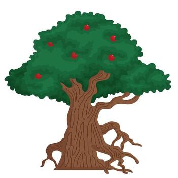 An apple tree with red apples on it vector