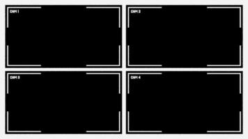 quattro sorveglianza telecamera monitor animazione nel colonna disposizione su trasparente sfondo video