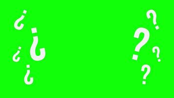 Frage Markierungen Animation erscheint auf jeder Seite von Grün Hintergrund video