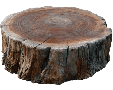 boom log hout plak met natuurlijk textuur, circulaire vorm geven aan, zichtbaar groei ringen, ruw schors kant, geïsoleerd Aan wit, rustiek element voor decoratie of ontwerp png