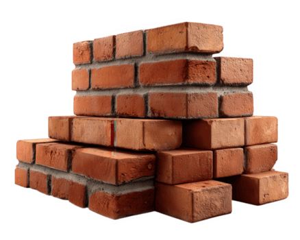 pila di rosso mattone edificio Materiale costruzione elemento isolato ruvido struttura opere murarie architettura rustico durevole forte png