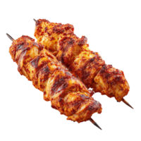 delicioso grelhado frango espetos apetitoso apresentação pronto para servir em transparente fundo png