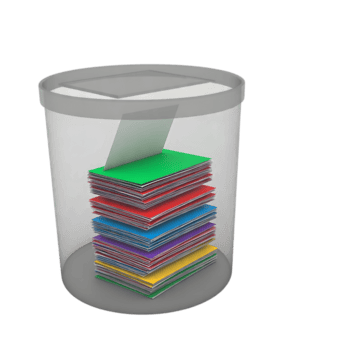 Stack of colorful sticky notes in transparent container png
