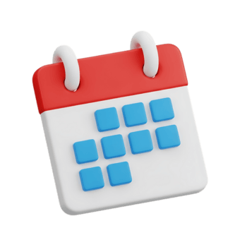 3d calendar icon with red and white pages and blue squares, representing dates or scheduling isolated on transparent background png
