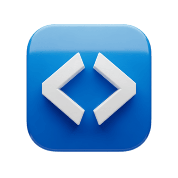 uma azul quadrado ícone com dois branco ângulo colchetes voltado para cada outro, representando código ou programação, isolado em transparente fundo png