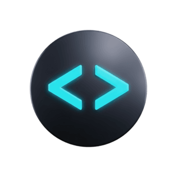 uma brilhando azul código suporte ícone em uma Sombrio circular botão isolado em transparente fundo png