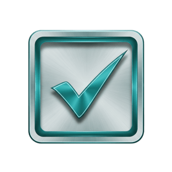 un' metallico piazza con un' alzavola segno di spunta dentro, significare completamento o approvazione, isolato su trasparente sfondo png