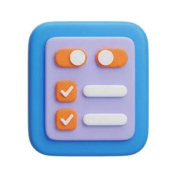 3d illustrazione di un' utente interfaccia con alterna e caselle di controllo, isolato su trasparente sfondo png