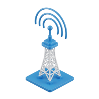 3d rendre de une télécommunication la tour avec signal vagues isolé sur transparent Contexte png