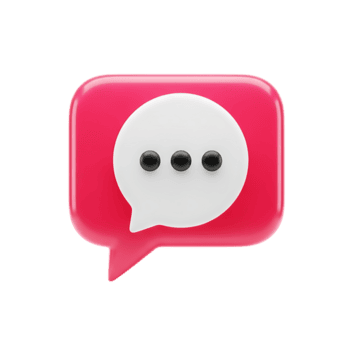 un' 3d interpretazione di un' rosa discorso bolla con tre nero puntini dentro, indicando digitando o pensiero, isolato su trasparente sfondo png