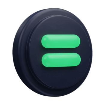 un' 3d rendere di un' buio blu circolare pulsante con Due orizzontale verde barre, simboleggiante uguaglianza o un' ginocchiera interruttore, isolato su trasparente sfondo png