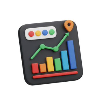 un' 3d rendere di un' finanziario grafico con barre e un' linea grafico, più un' Posizione spillo, isolato su trasparente sfondo png