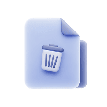 3d rendere di un' documento icona con un' spazzatura può simbolo, isolato su trasparente sfondo png