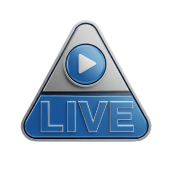 viver transmissão ícone com jogar botão e texto, indicando tempo real transmissão, isolado em transparente fundo png