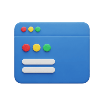A blue computer window interface with colorful buttons and input fields, isolated on a transparent background png