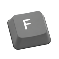 3d ilustração do uma solteiro teclado chave com a carta f, isolado em transparente fundo png