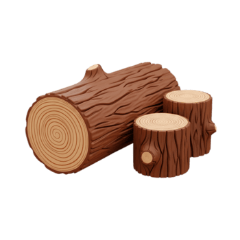 realistico 3d rendere di un' grande log e Due più piccolo log monconi isolato su trasparente sfondo png